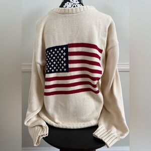 Patriotic Cream Sweater with American Flag Design